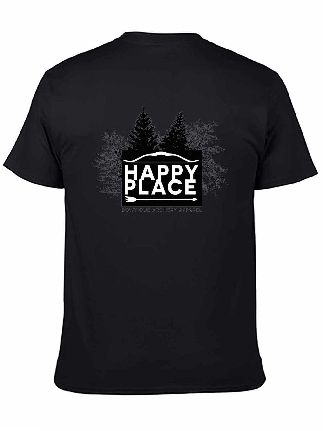 Happy Place Tree Graphic Tee - Mens Black T-Shirt