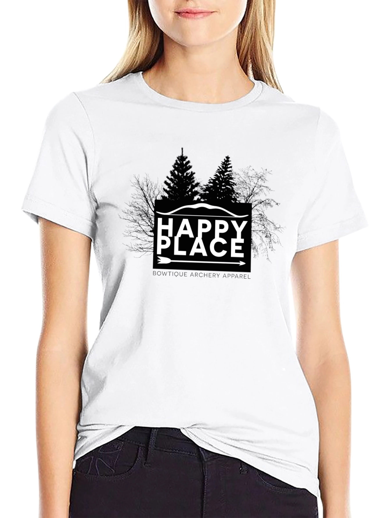 Happy Place Tree Graphic Tee - Mens Black T-Shirt