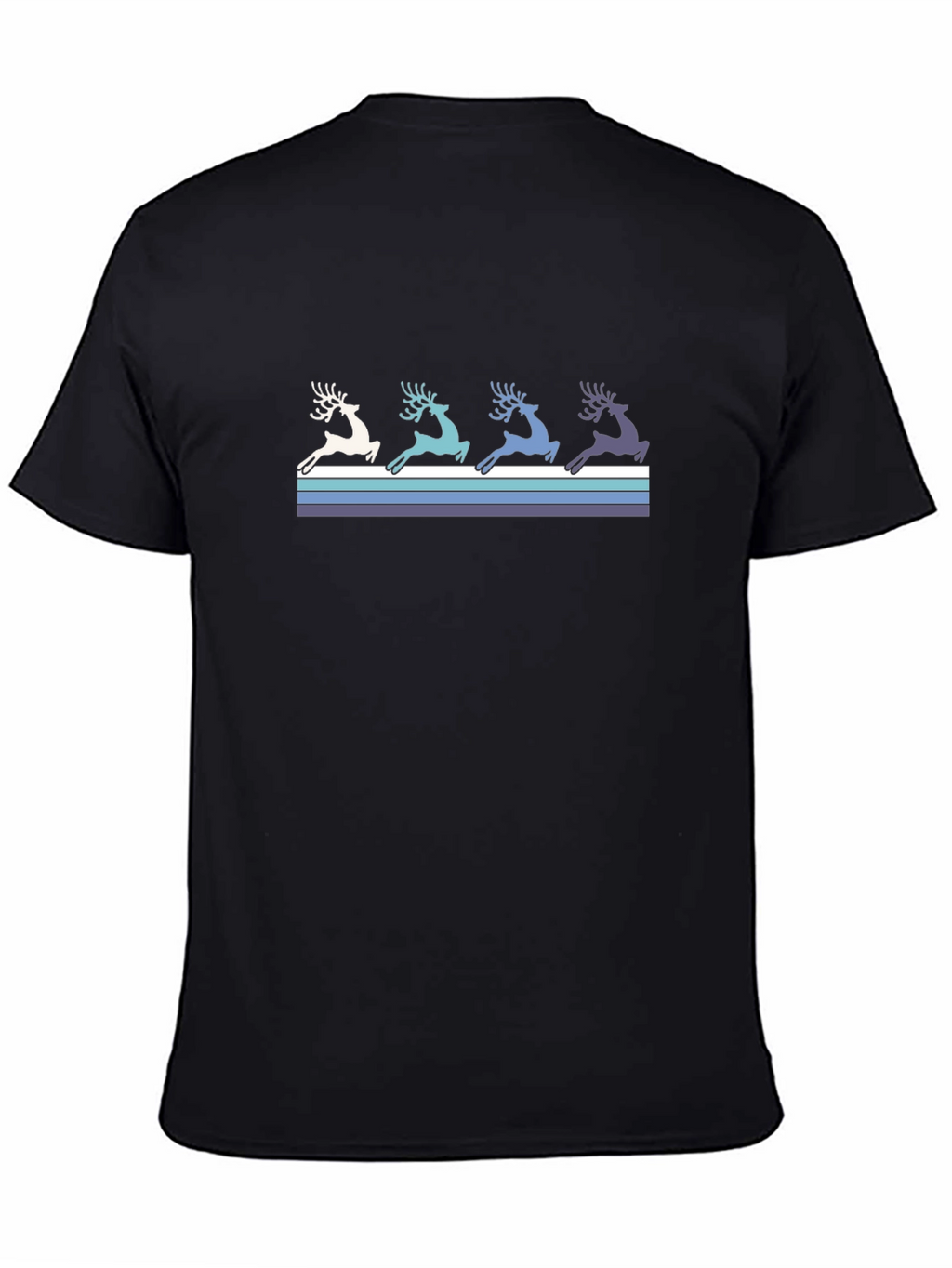 Retro Reindeer Graphic Tee - Black Cotton T-Shirt