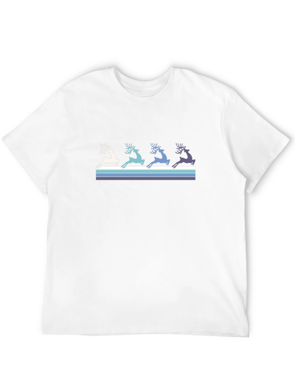 Retro Reindeer Graphic Tee - Black Cotton T-Shirt