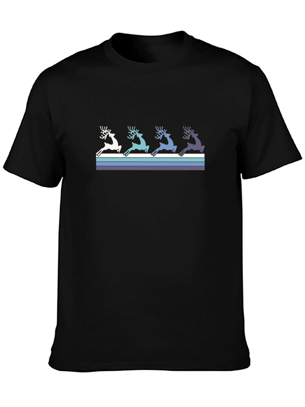 Retro Reindeer Graphic Tee - Black Cotton T-Shirt