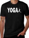 Yoga Graphic Tee - Mens Black Cotton Blend T-Shirt
