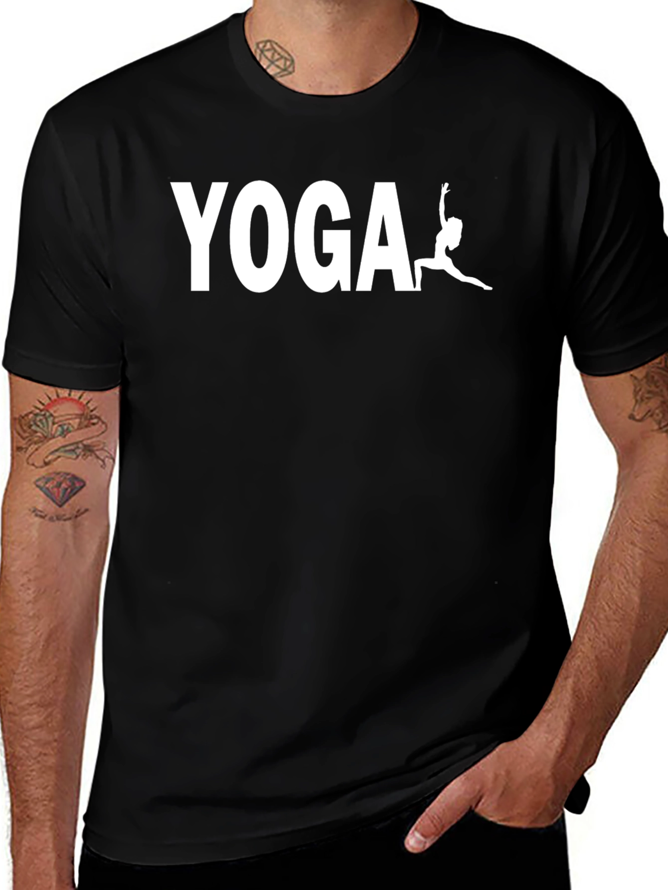 Yoga Graphic Tee - Mens Black Cotton Blend T-Shirt