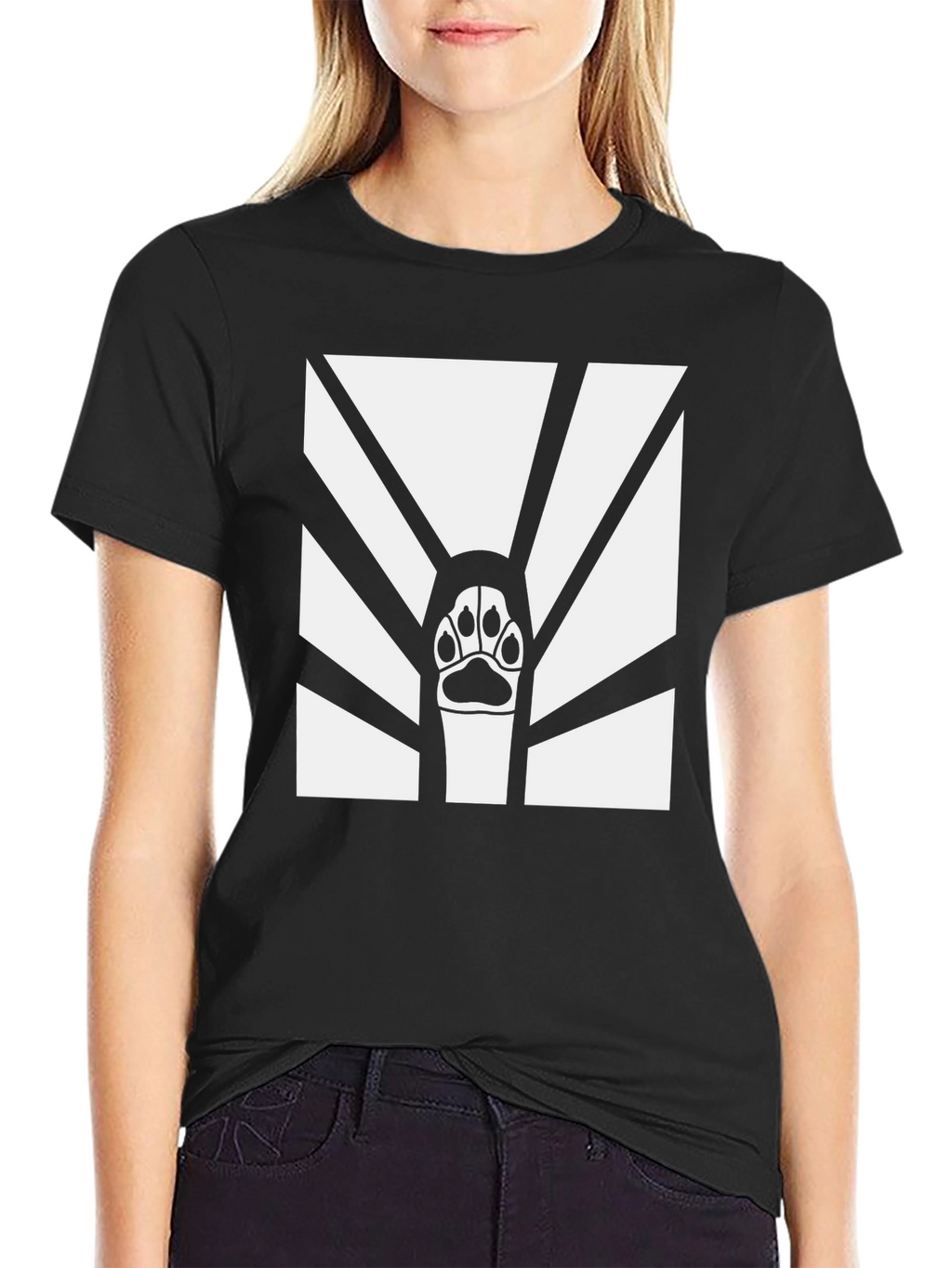 Paw Print Graphic T-Shirt - Black
