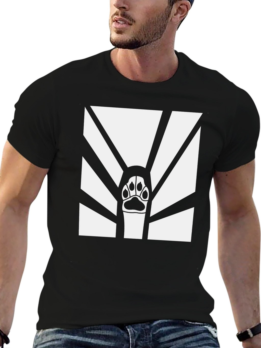 Paw Print Graphic T-Shirt - Black
