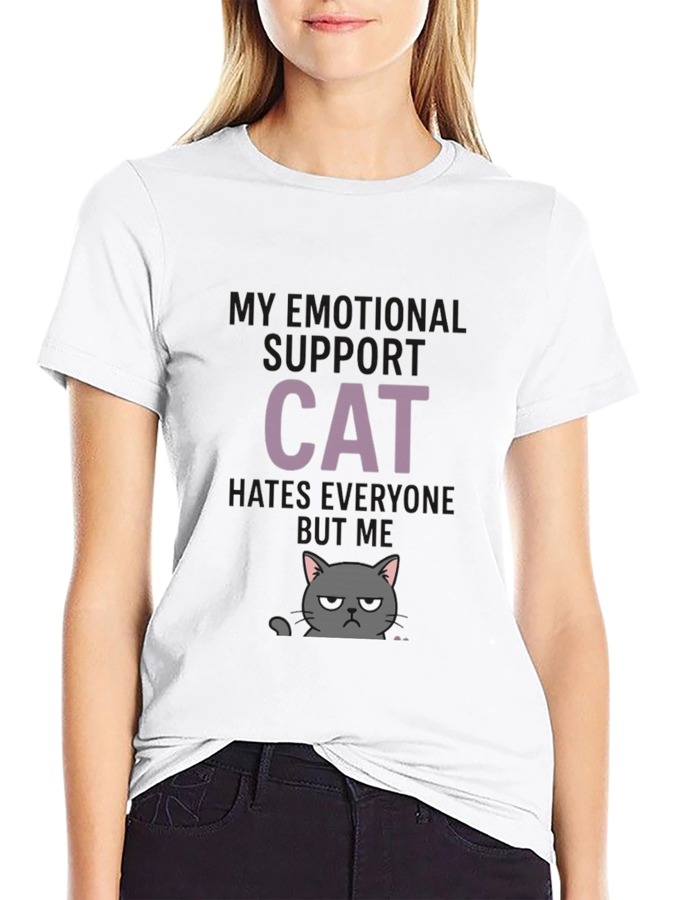 Emotional Support Cat T-Shirt - Hates Everyone But Me