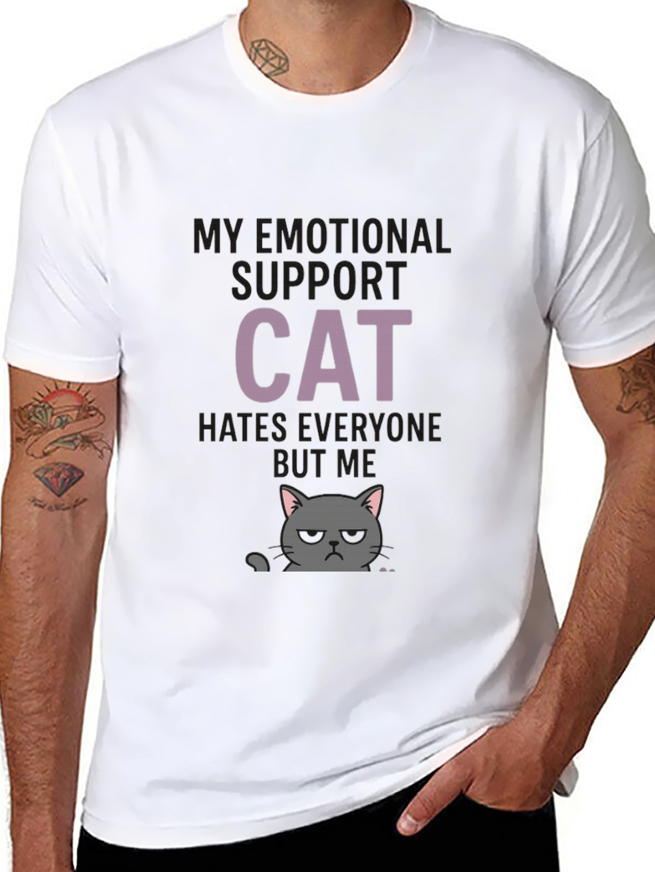 Emotional Support Cat T-Shirt - Hates Everyone But Me