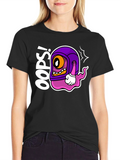 Oops! Cartoon Character Black T-Shirt