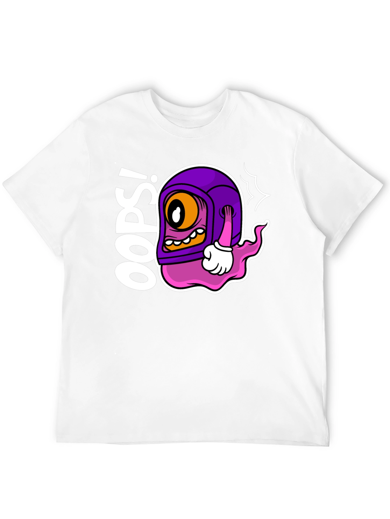 Oops! Cartoon Character Black T-Shirt