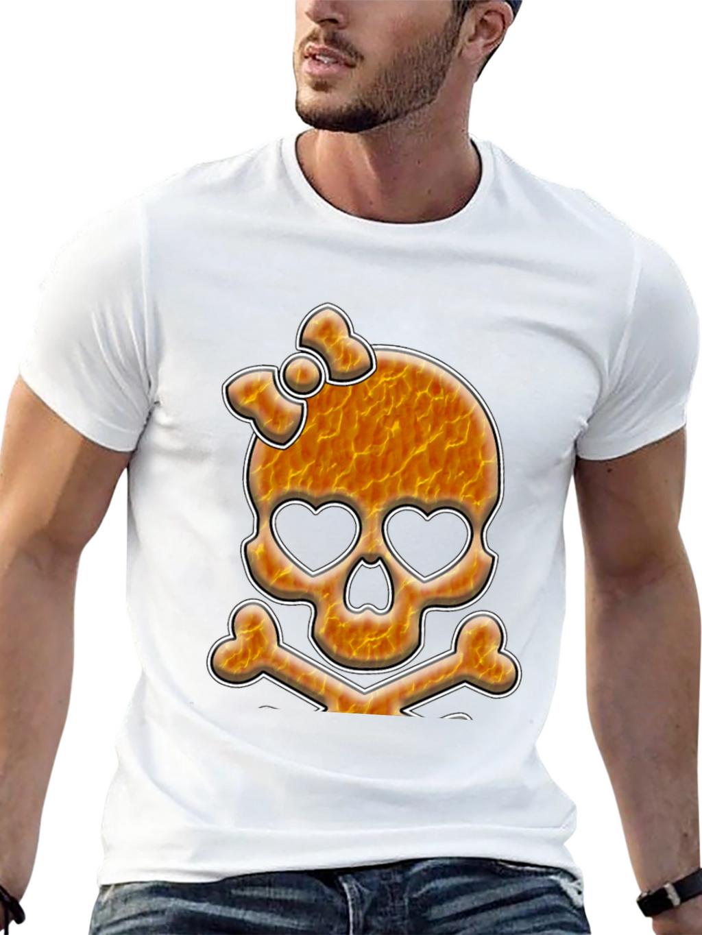 Skull & Crossbones Graphic Tee - Heart Eyes