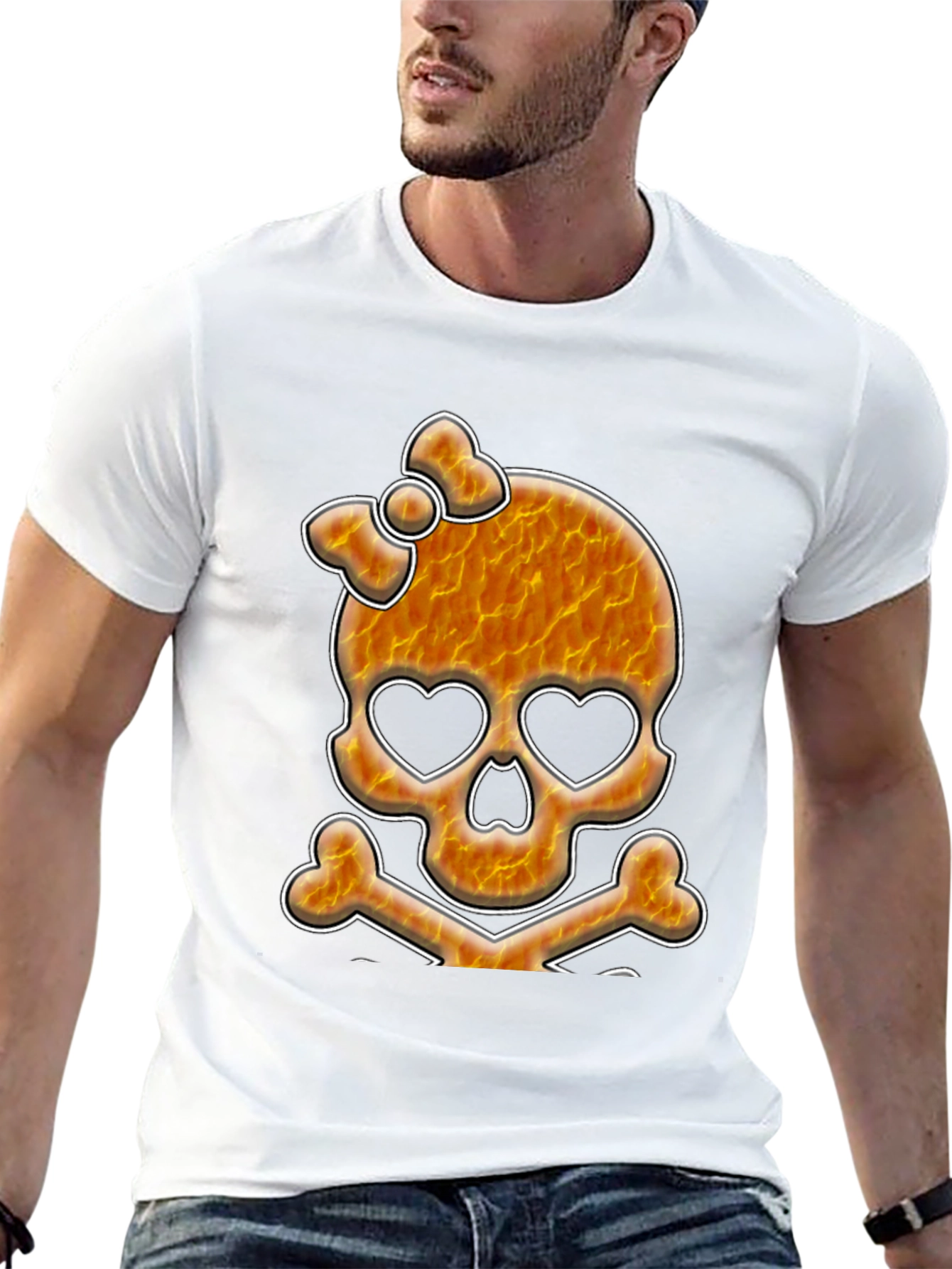 Skull & Crossbones Graphic Tee - Heart Eyes