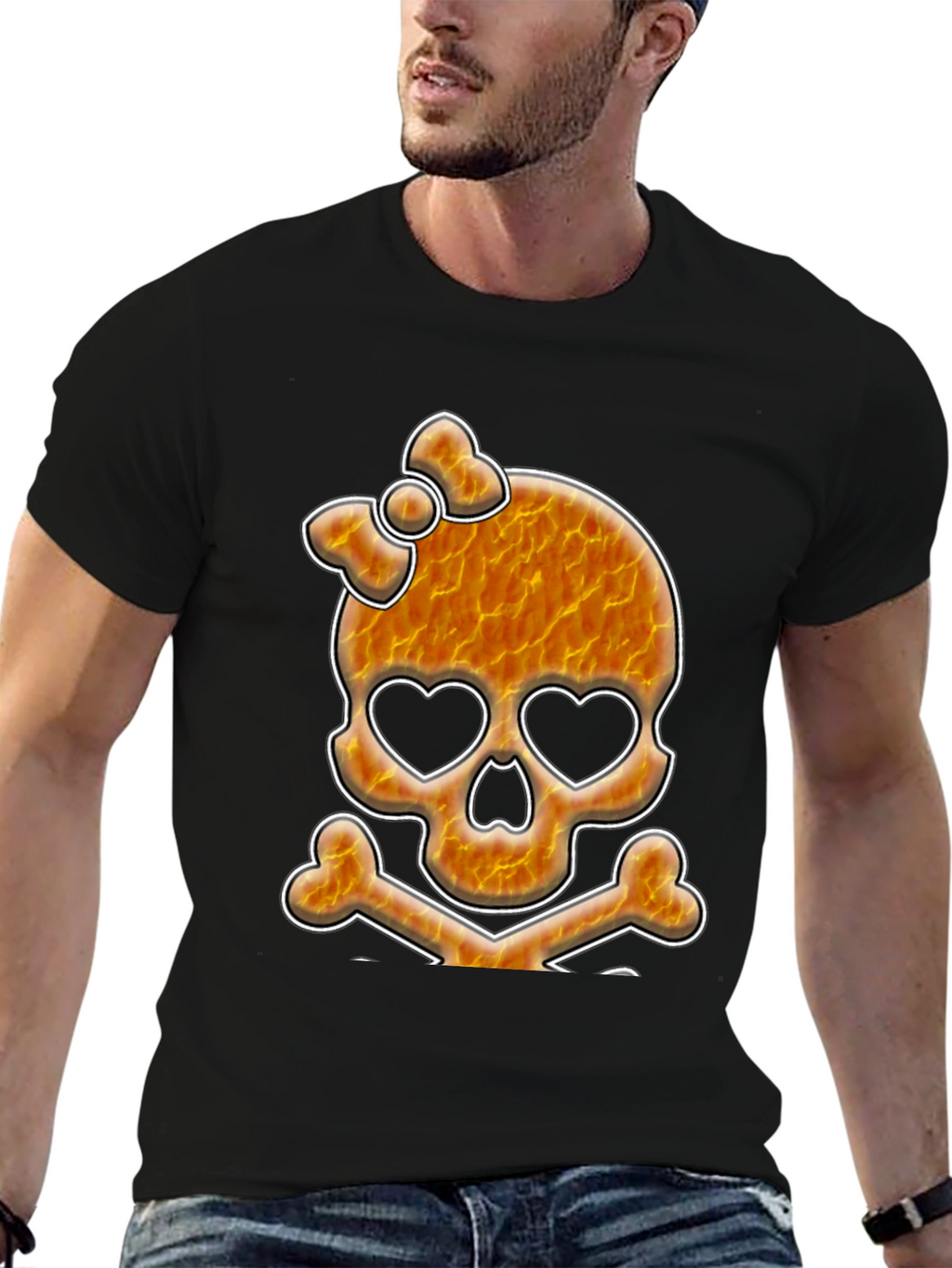 Skull & Crossbones Graphic Tee - Heart Eyes