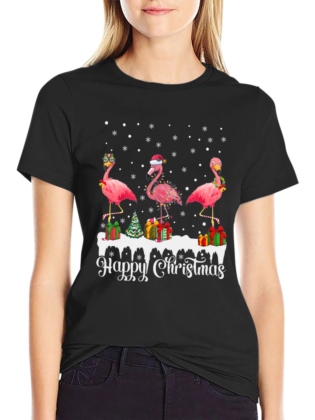 Festive Flamingo Christmas T-Shirt