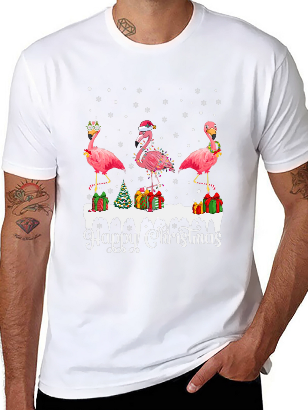 Festive Flamingo Christmas T-Shirt