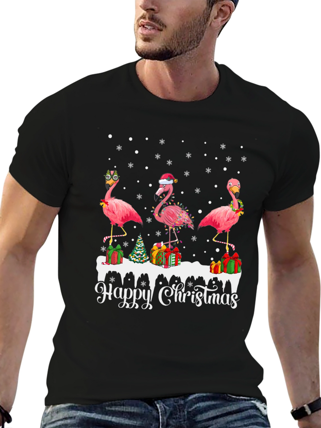 Festive Flamingo Christmas T-Shirt