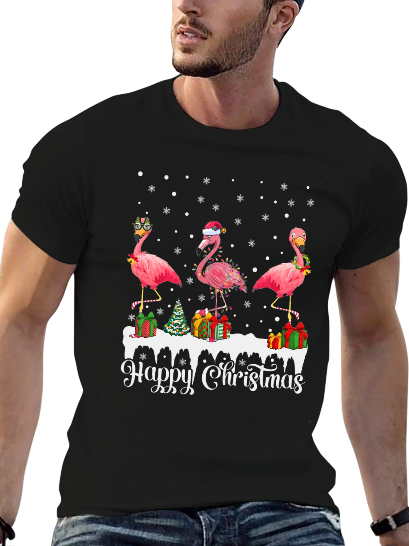 Festive Flamingo Christmas T-Shirt