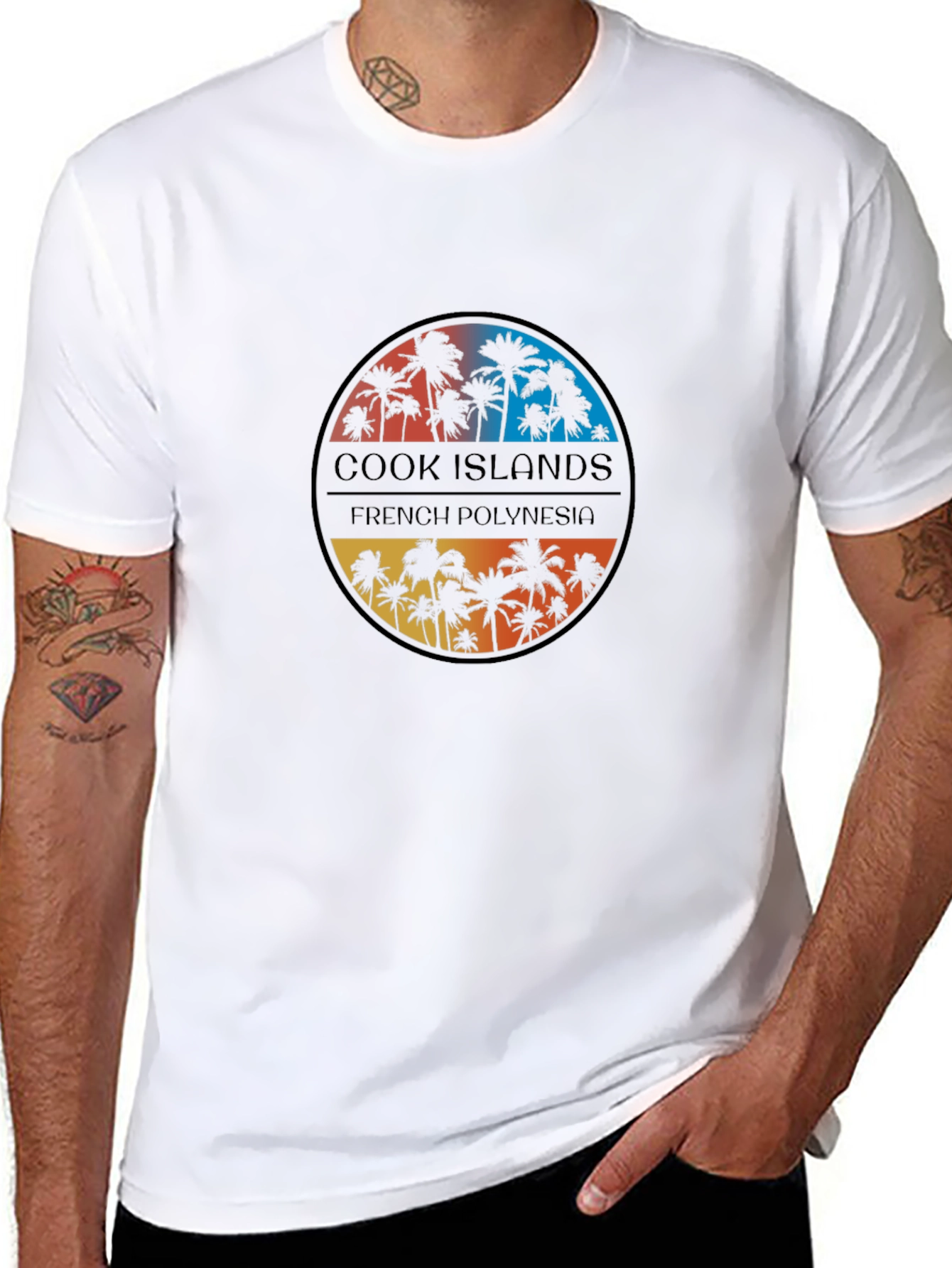 Tropical Island Palms Mens T-Shirt