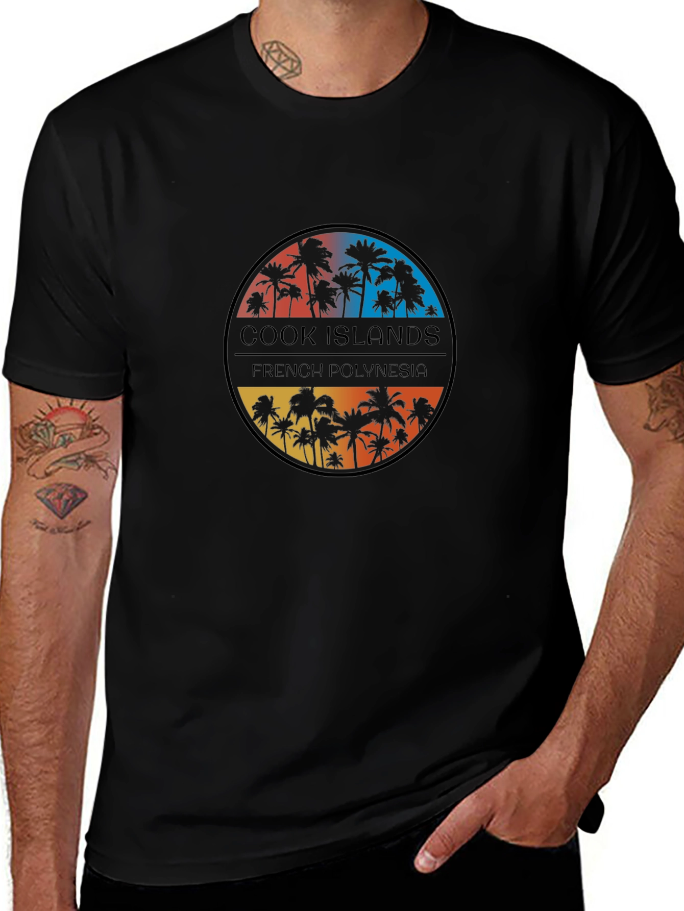 Tropical Island Palms Mens T-Shirt