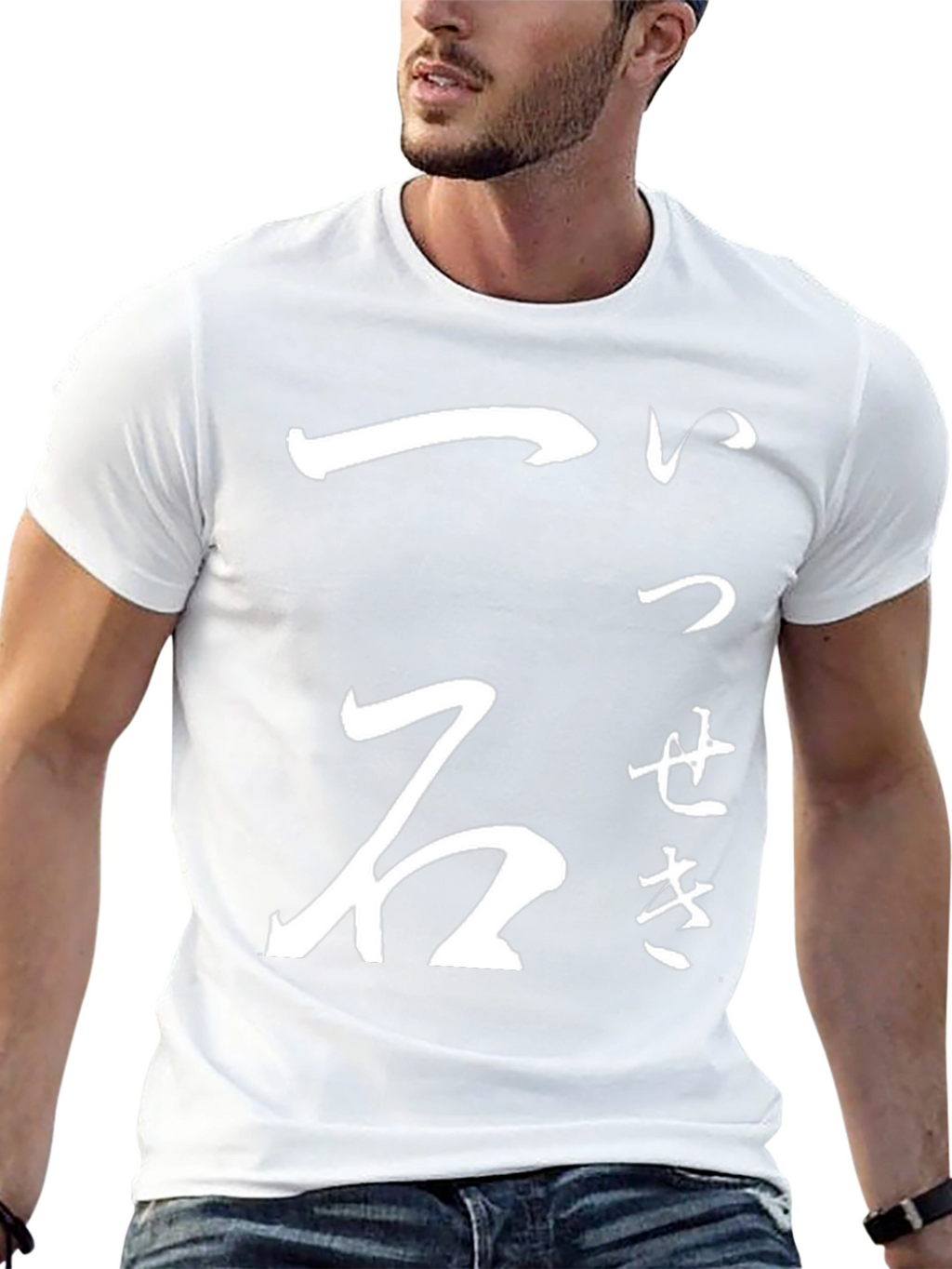 Japanese Calligraphy Graphic Print Black T-Shirt