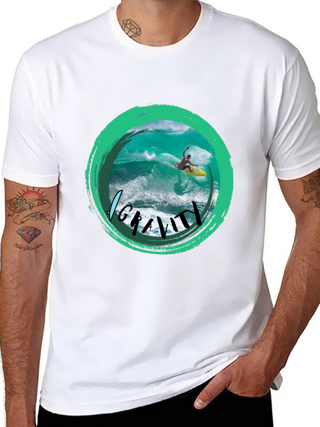 Surfer Graphic T-Shirt - No Gravity Black Tee