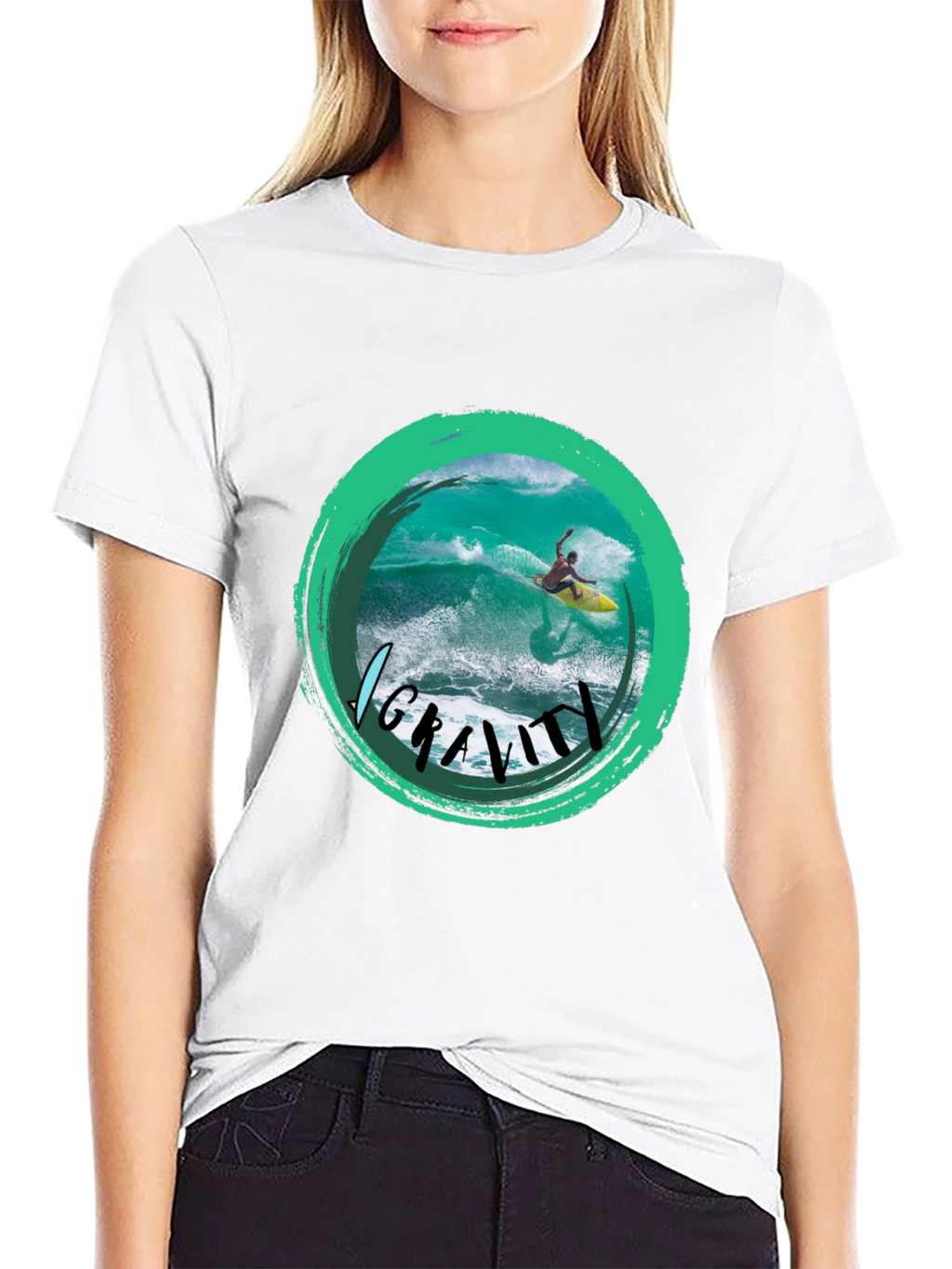 Surfer Graphic T-Shirt - No Gravity Black Tee