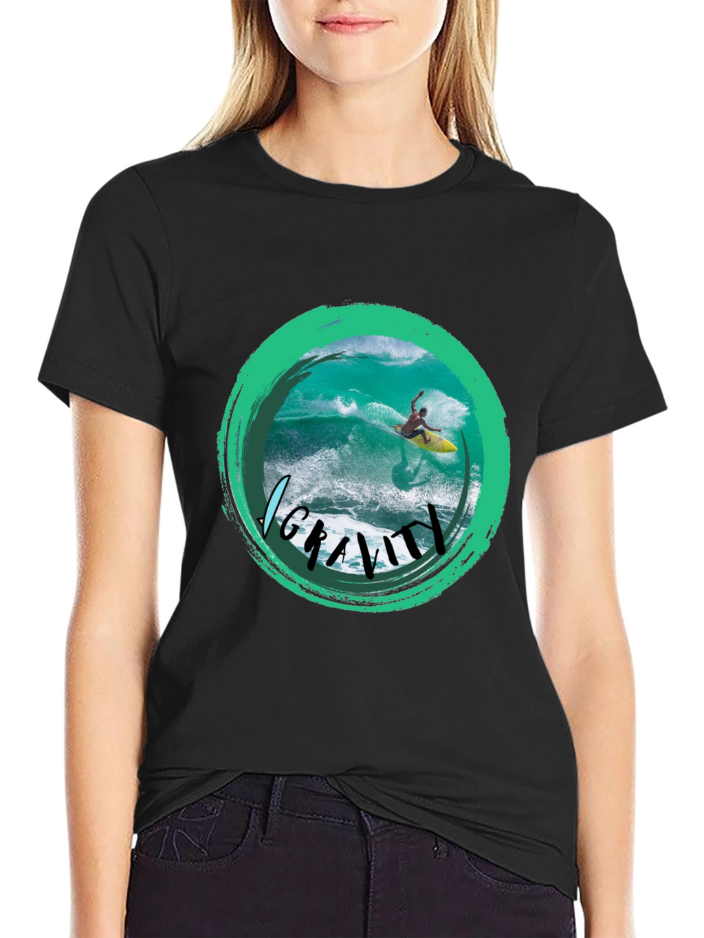 Surfer Graphic T-Shirt - No Gravity Black Tee