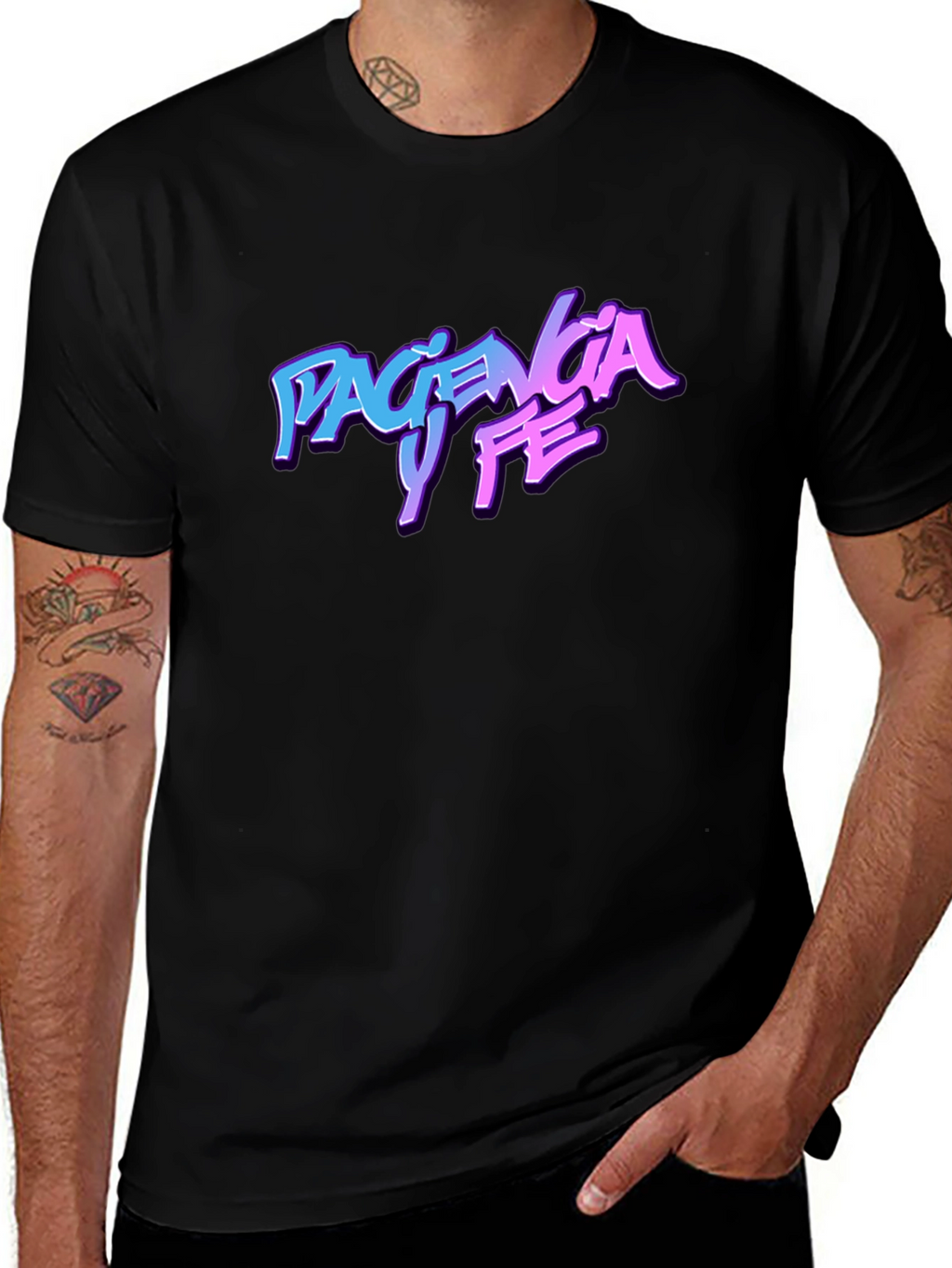 Paciencia y Fe Graphic Tee - Trendy Streetwear