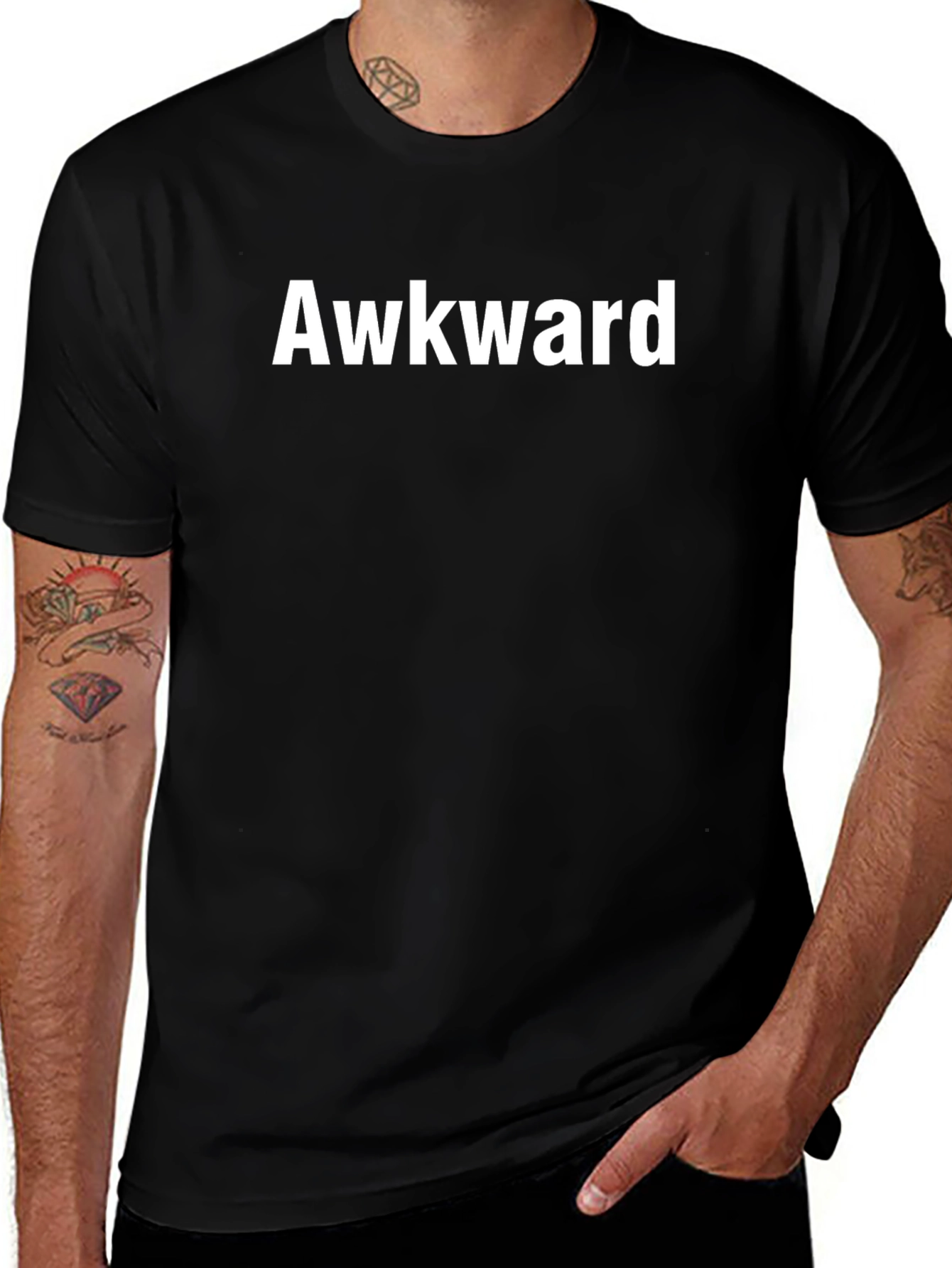 Awkward Graphic Tee - Black Casual T-Shirt