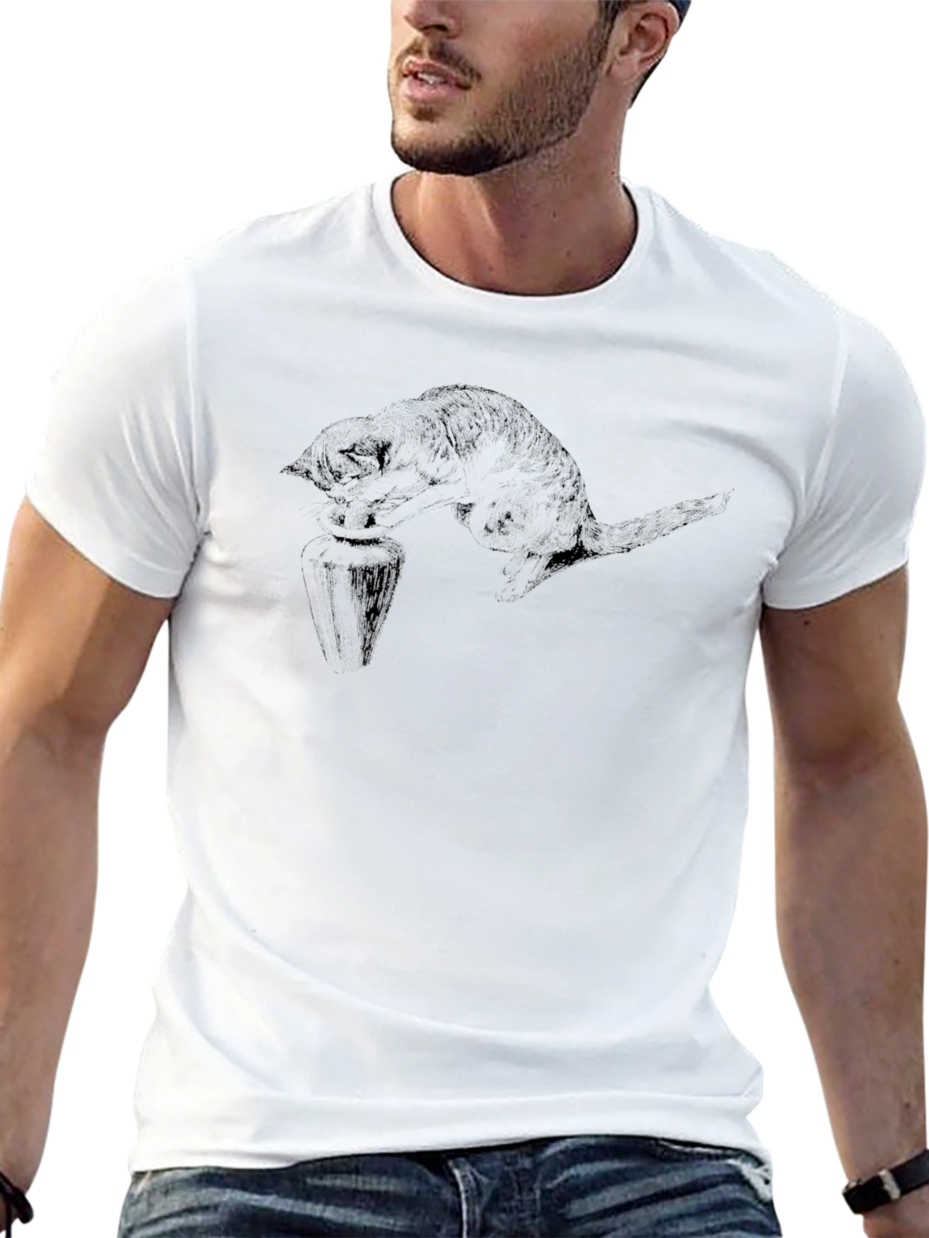 Black Cat Illustration Tee