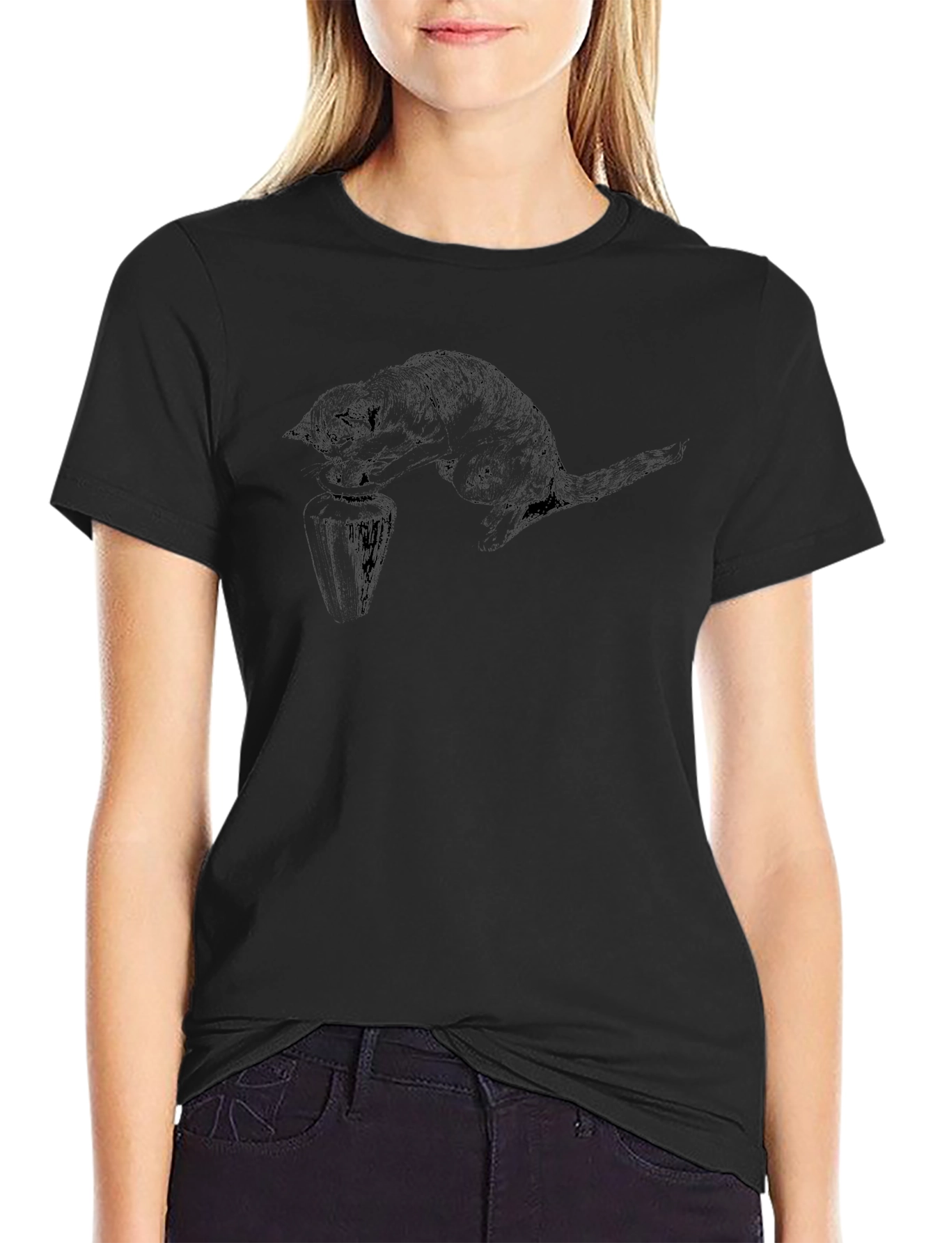 Black Cat Illustration Tee