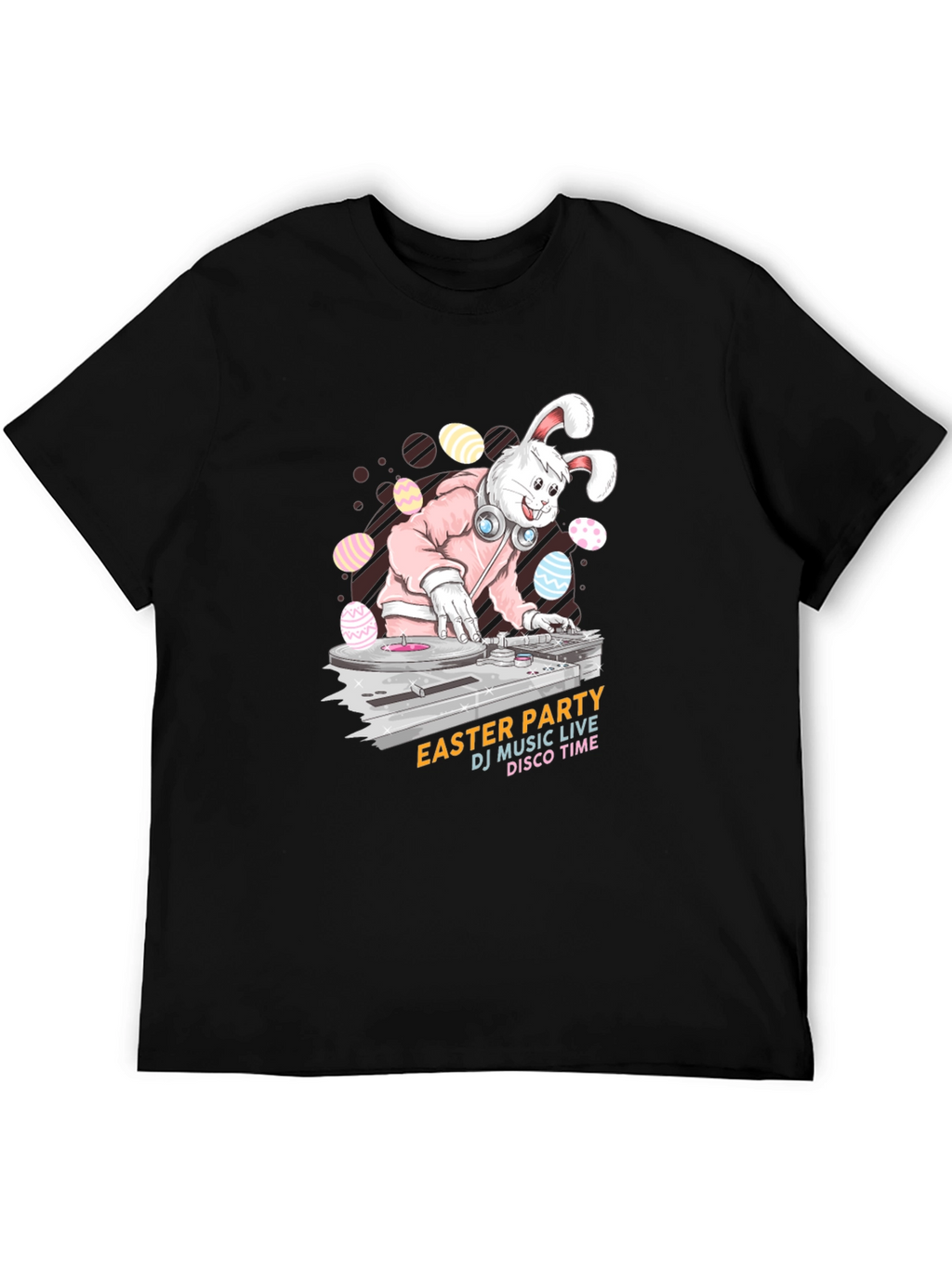 Easter Bunny DJ Black T-Shirt