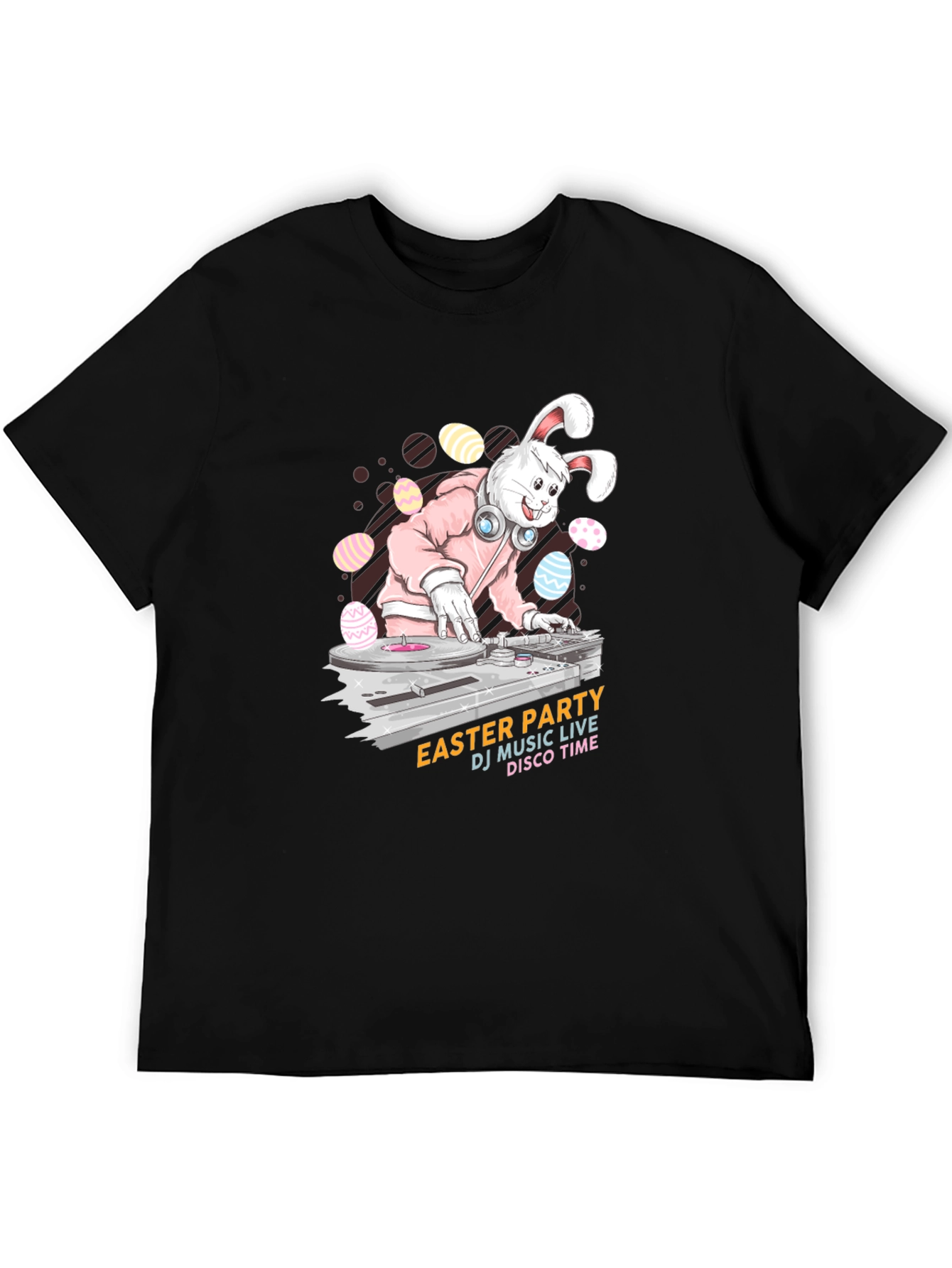 Easter Bunny DJ Black T-Shirt