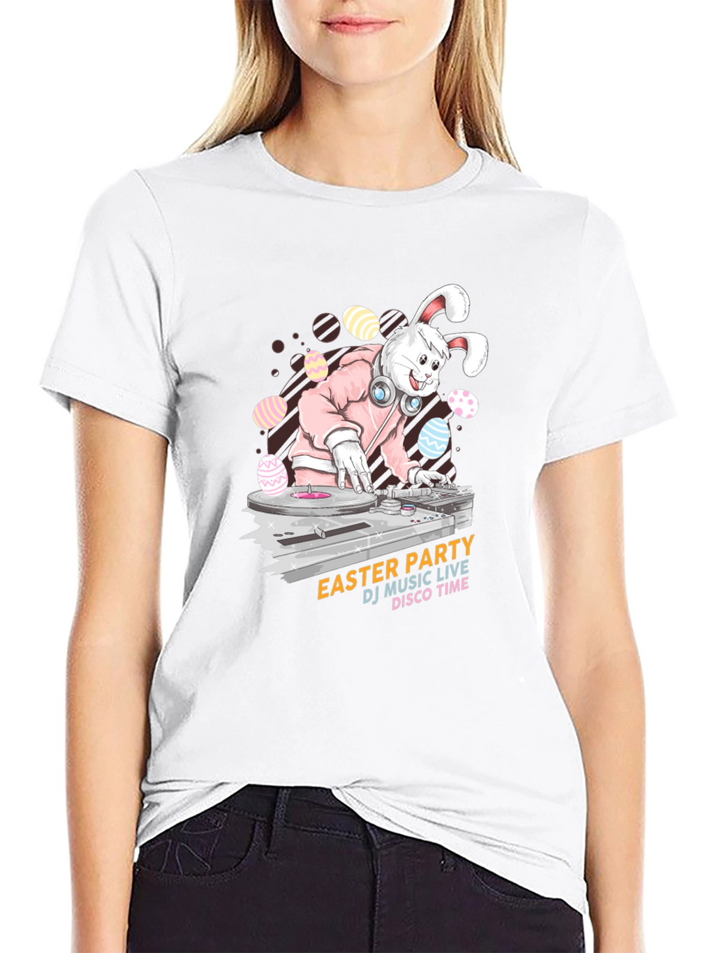 Easter Bunny DJ Black T-Shirt