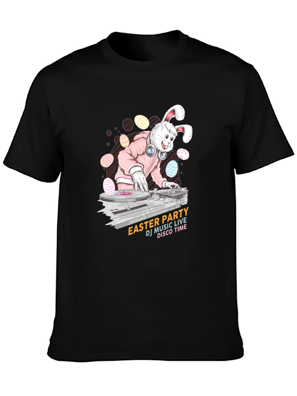 Easter Bunny DJ Black T-Shirt