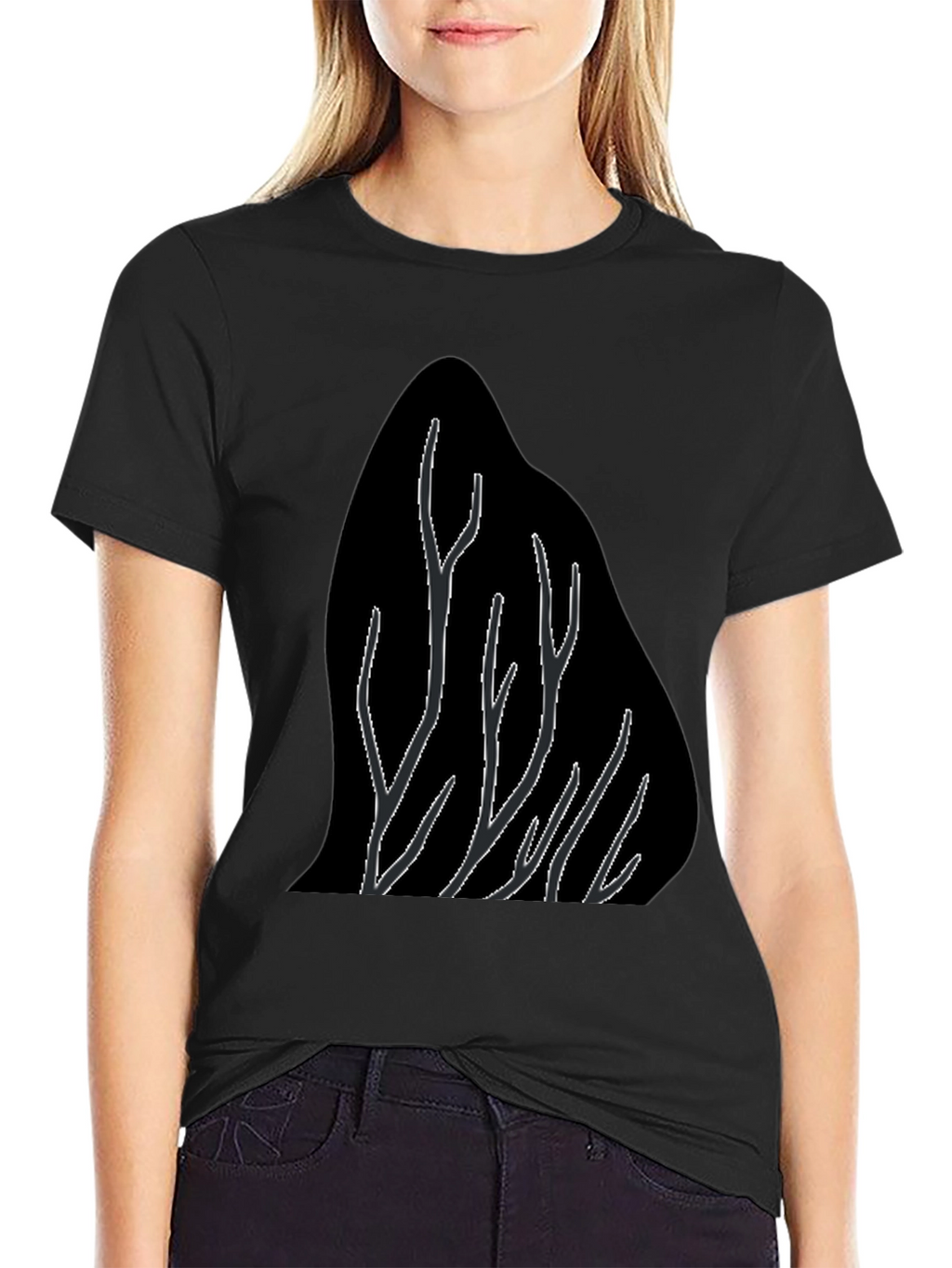 Abstract Tree Branch Graphic Black T-Shirt