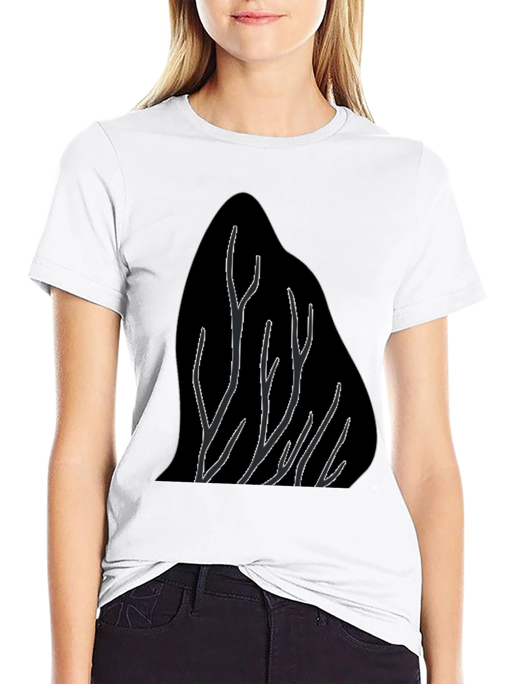 Abstract Tree Branch Graphic Black T-Shirt