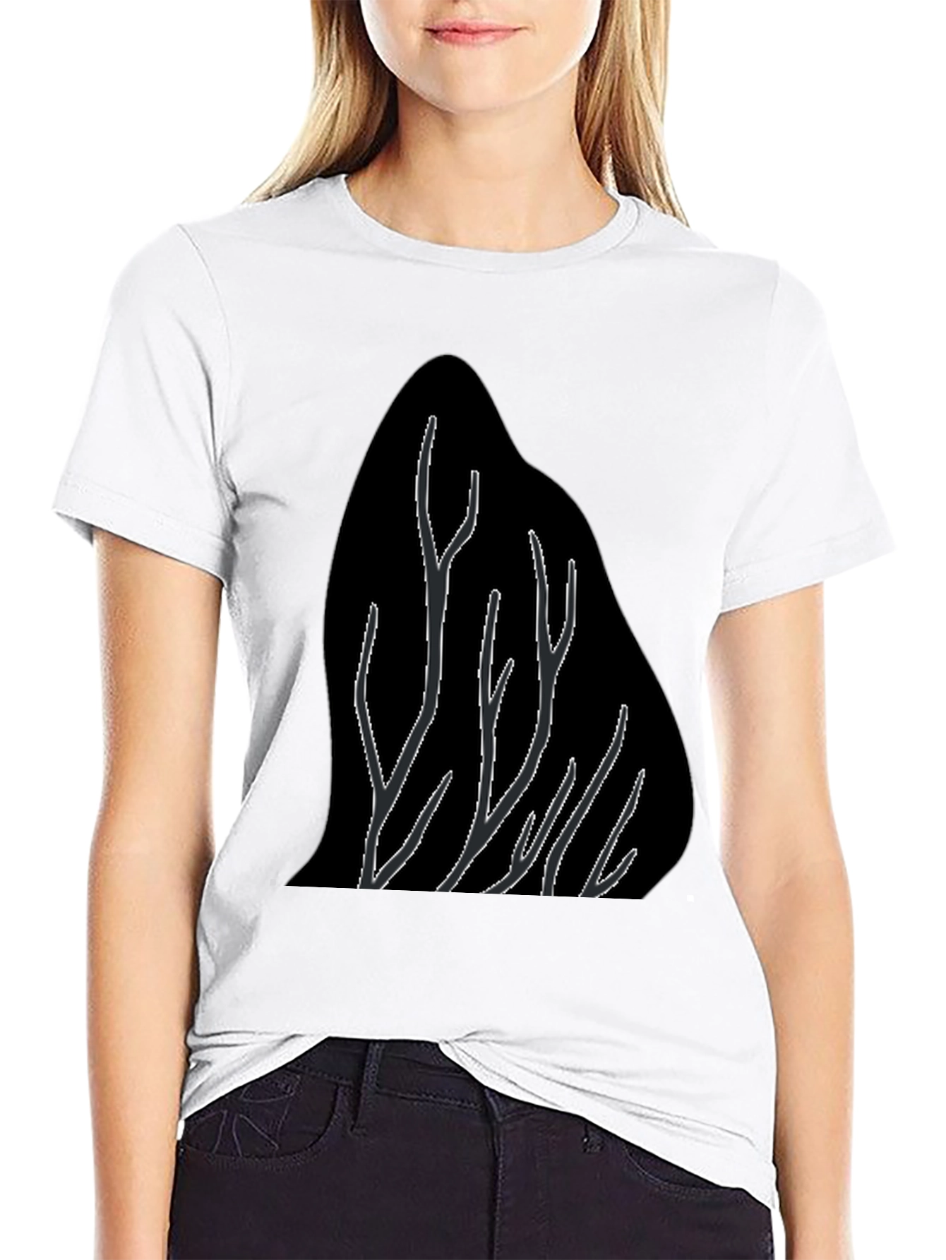 Abstract Tree Branch Graphic Black T-Shirt