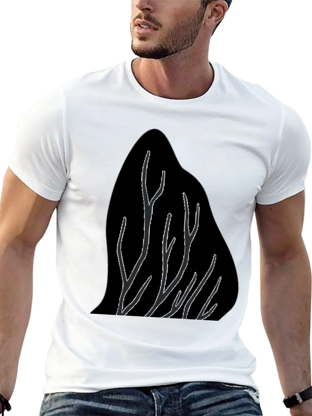 Abstract Tree Branch Graphic Black T-Shirt