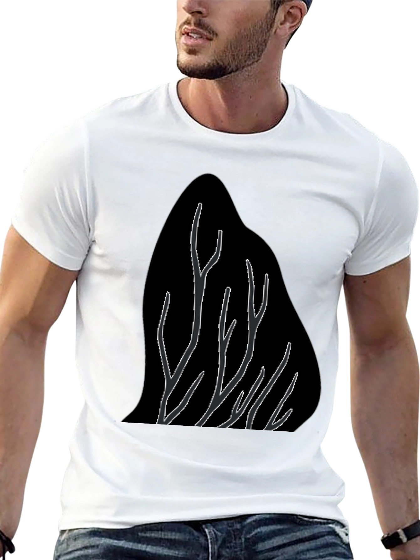 Abstract Tree Branch Graphic Black T-Shirt