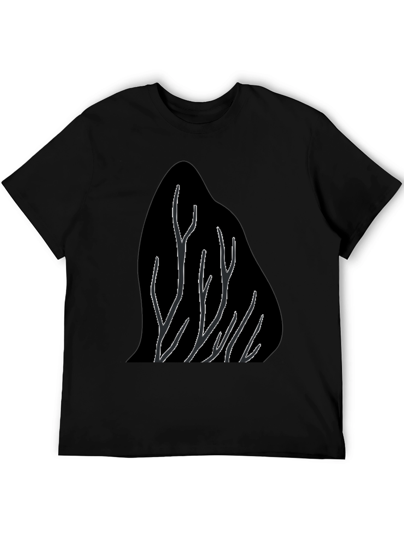 Abstract Tree Branch Graphic Black T-Shirt