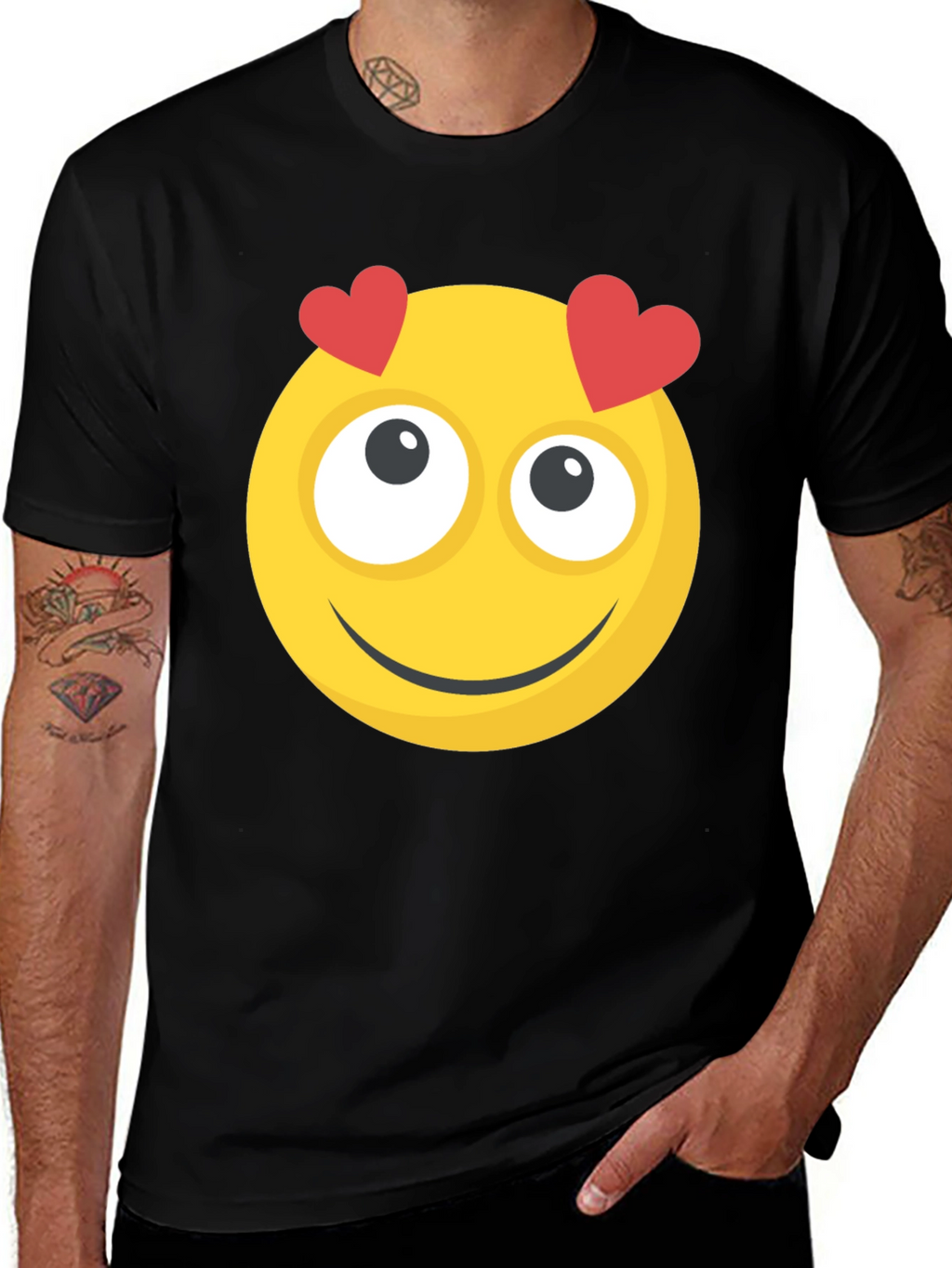 Emoji Heart Eyes Graphic Tee - Black