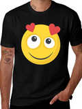 Emoji Heart Eyes Graphic Tee - Black