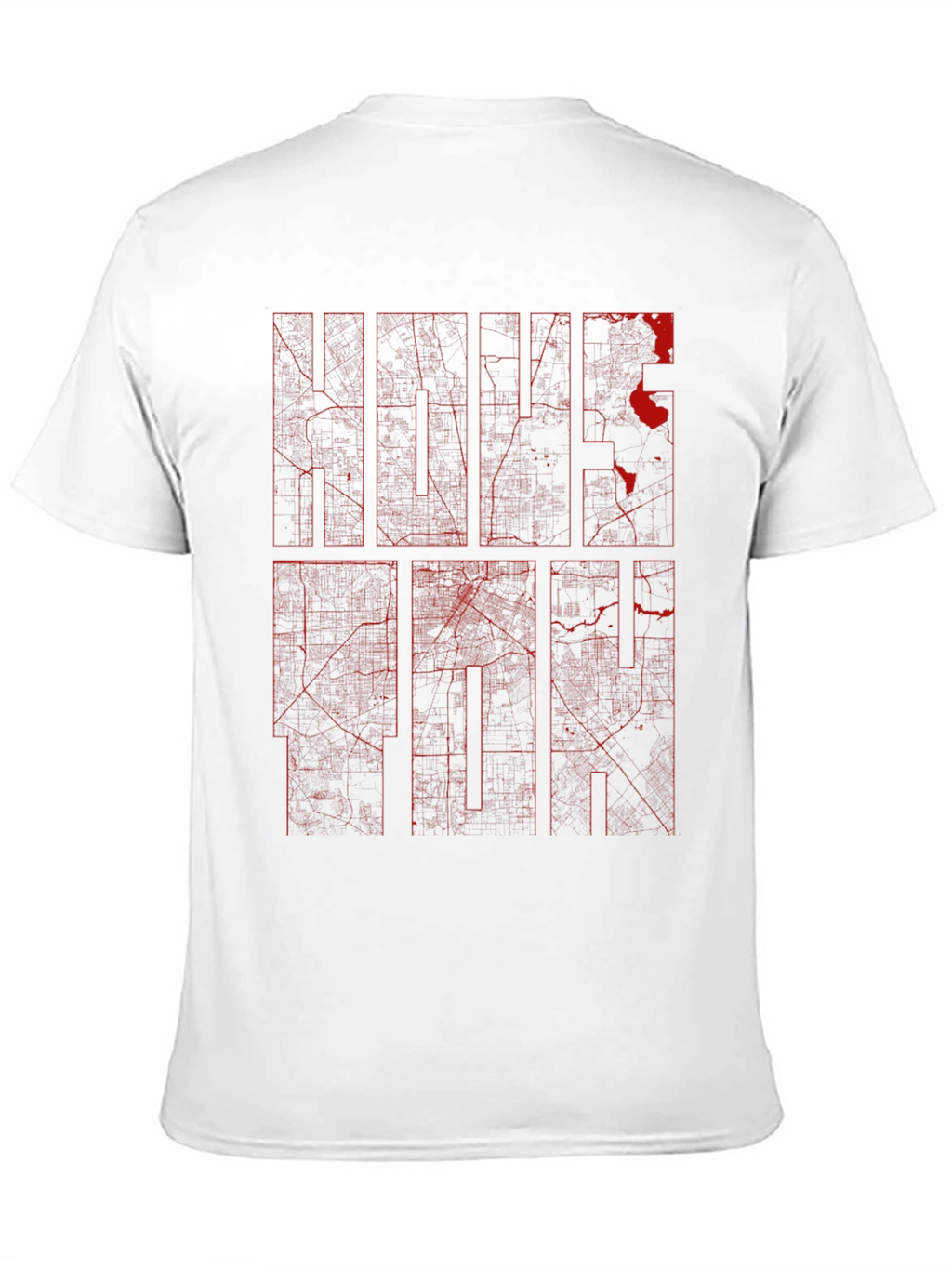 Black Graphic Tee - Red Ink City Map Design