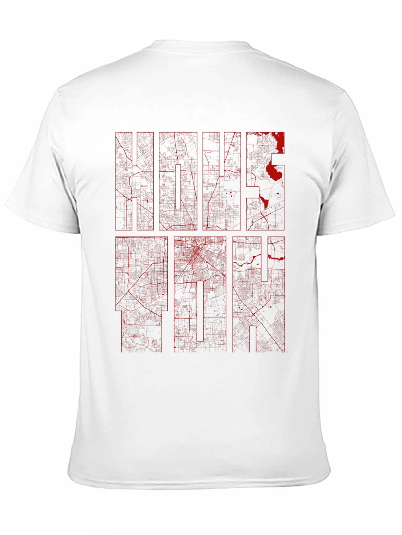 Black Graphic Tee - Red Ink City Map Design