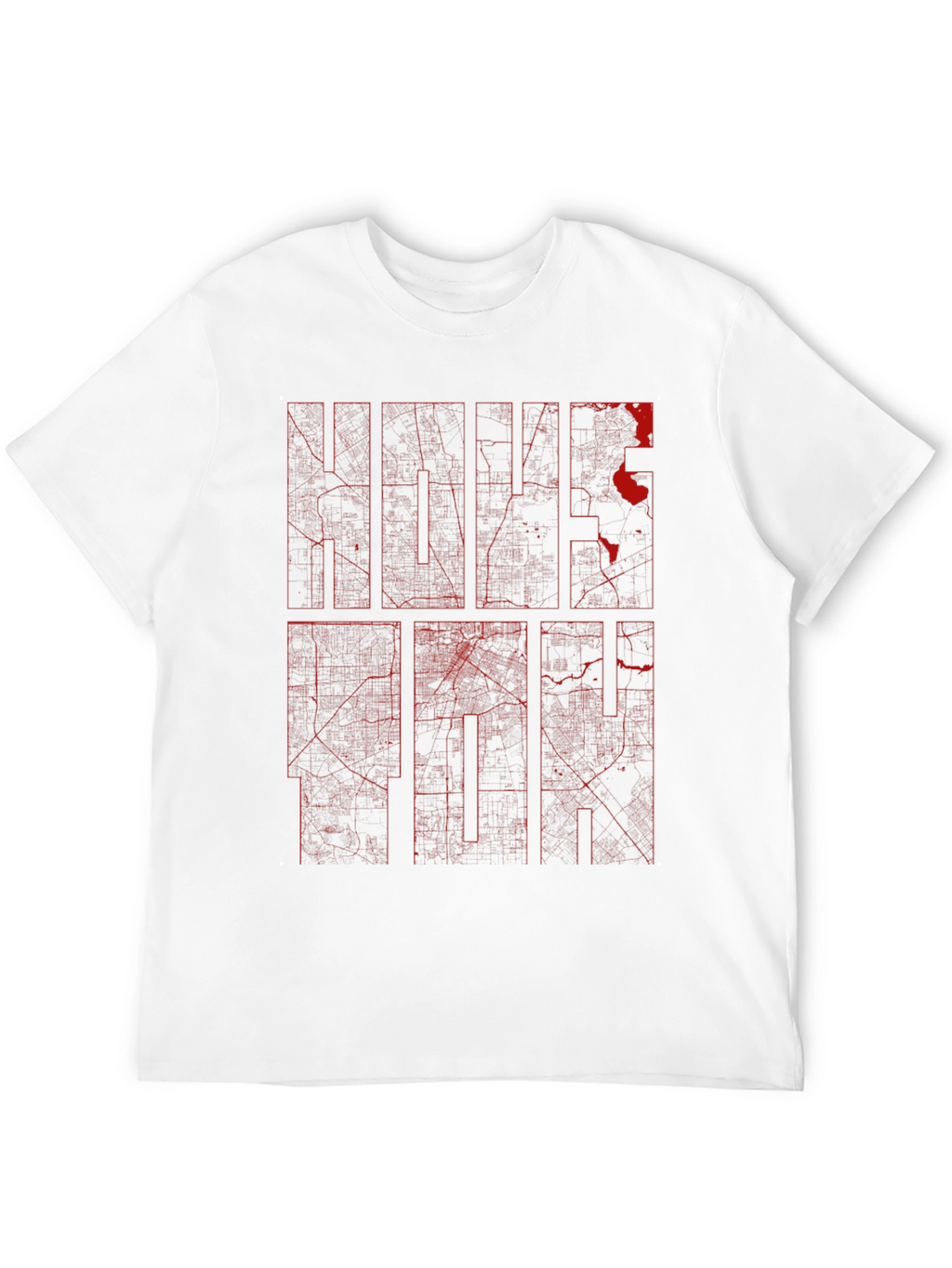 Black Graphic Tee - Red Ink City Map Design