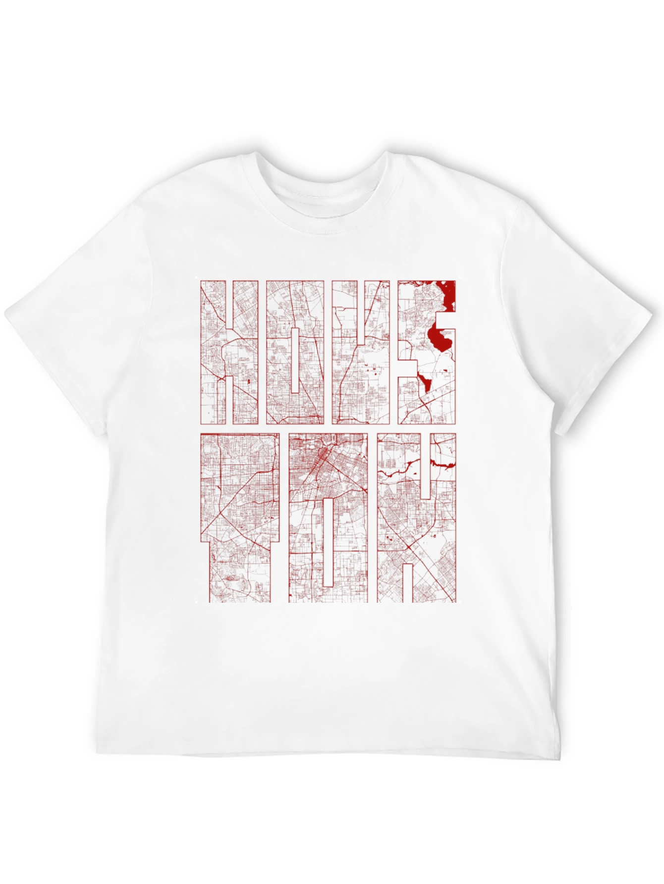 Black Graphic Tee - Red Ink City Map Design