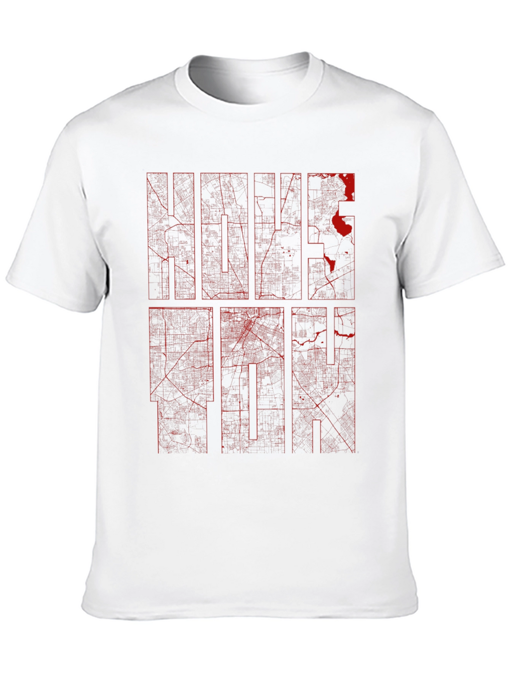 Black Graphic Tee - Red Ink City Map Design