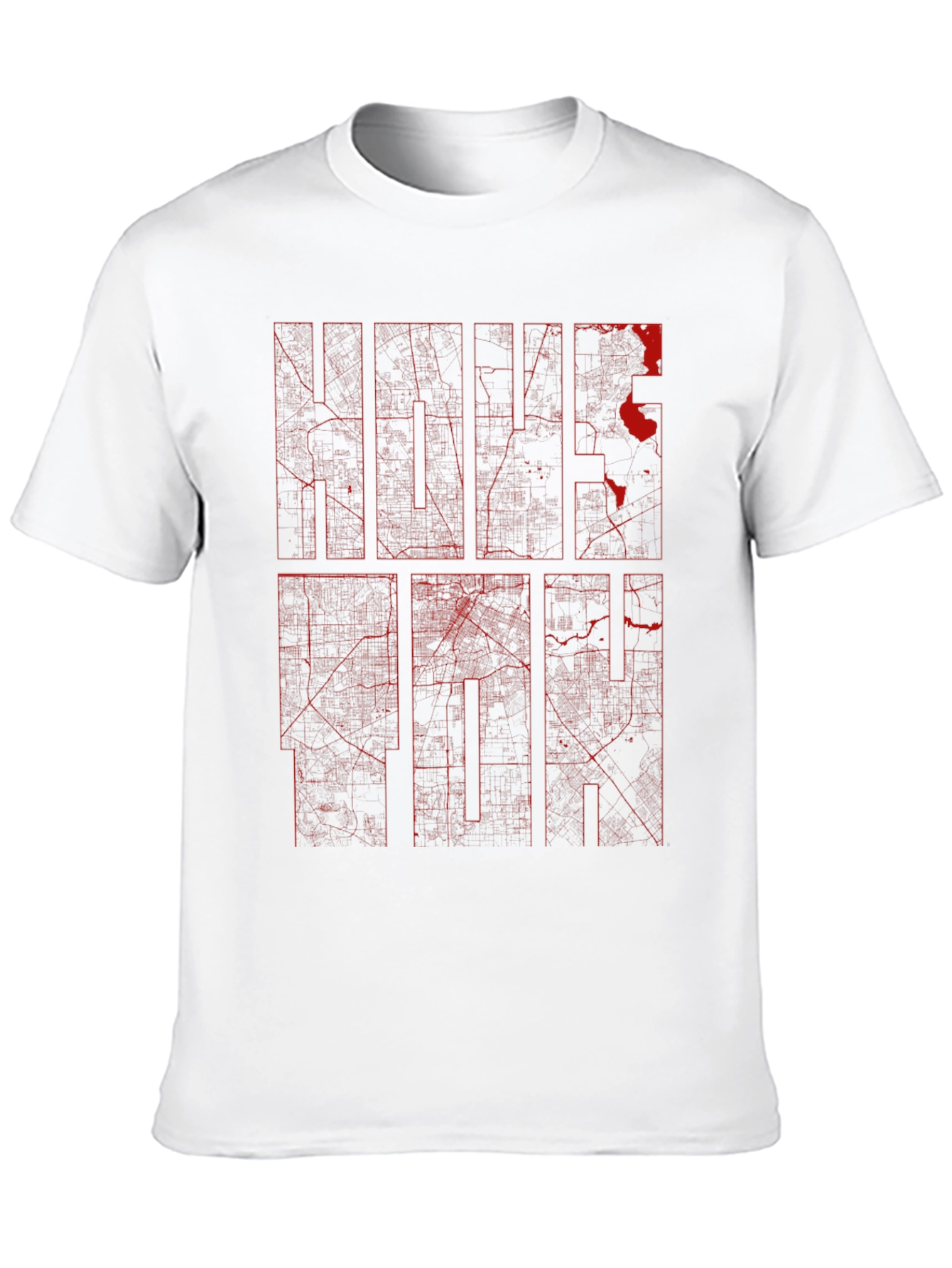Black Graphic Tee - Red Ink City Map Design