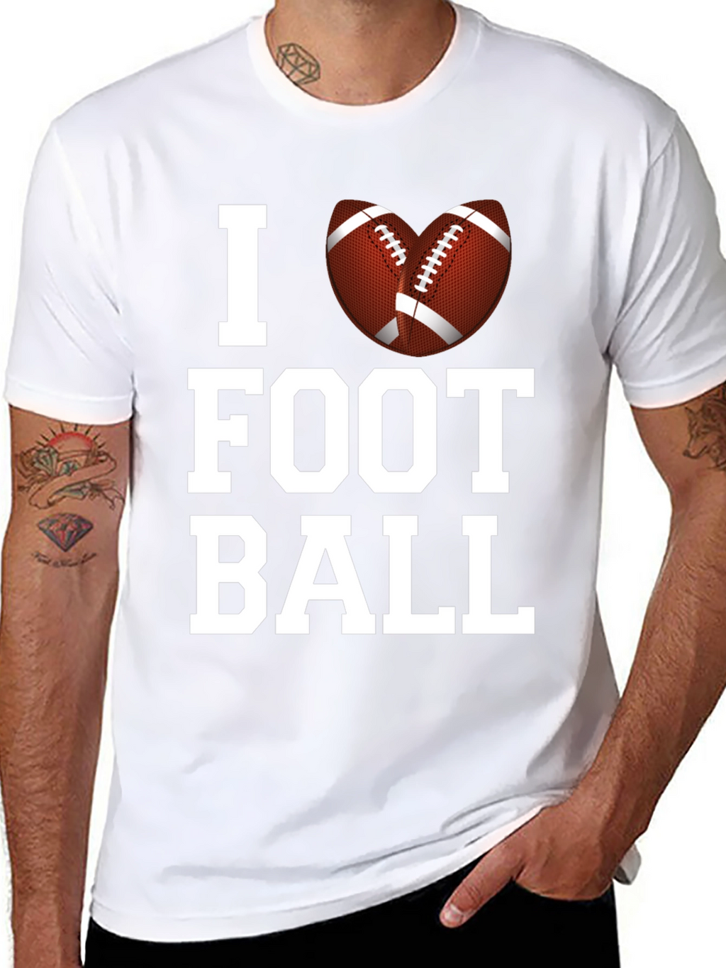 I Love Football Graphic Tee - Black Cotton T-Shirt