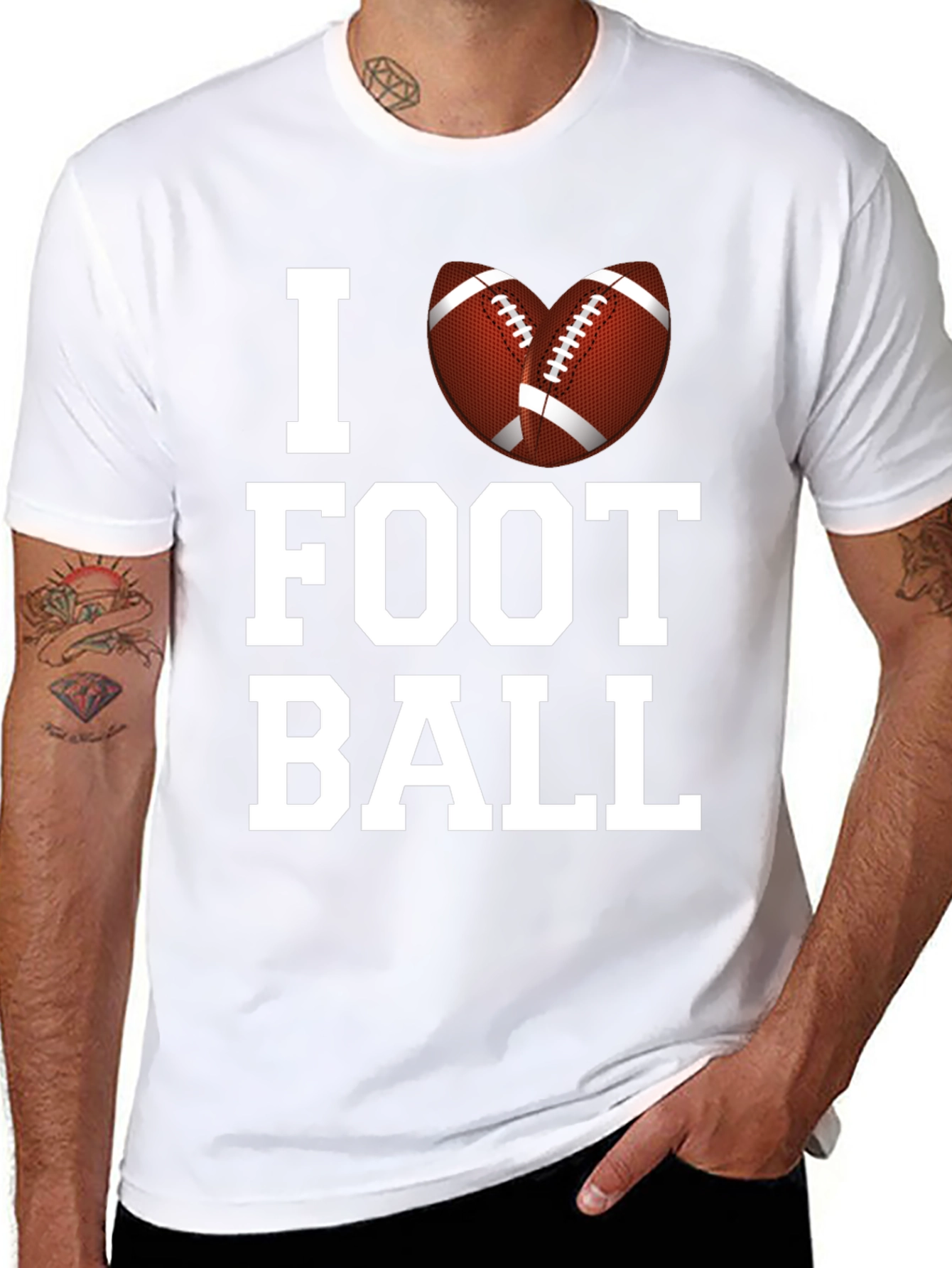 I Love Football Graphic Tee - Black Cotton T-Shirt